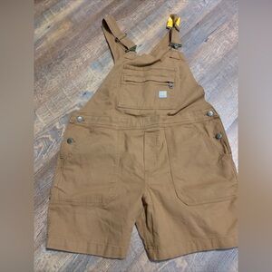 NEW Carhartt Rugged Flex Relaxed Brown Shortall Overalls Shorts Women’s Large